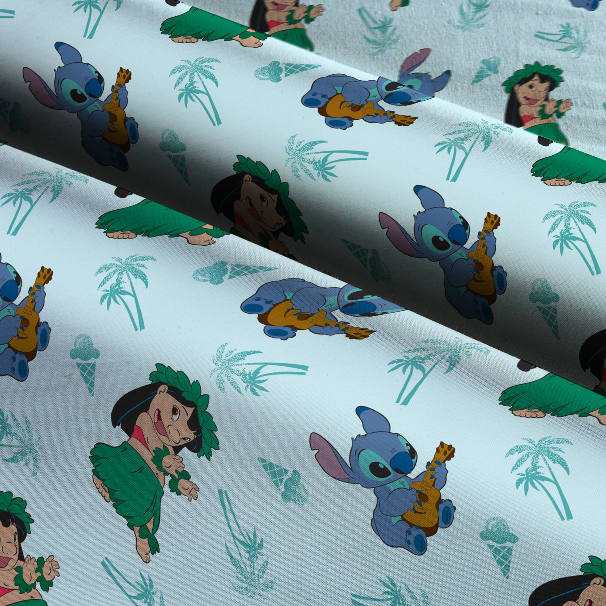 Disney® Blue & Green Lilo & Stitch Vacation Icons Cotton Fabric